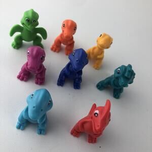Microsaurs Mini Dinosaurs tiny lot of 8 colorful dinos - birthday cake toppers